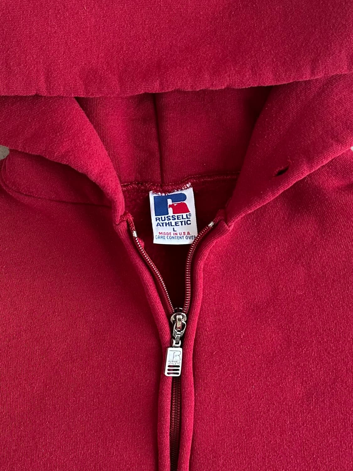 90s 빈티지 러셀 후드집업 레드 L USA 상품이미지6