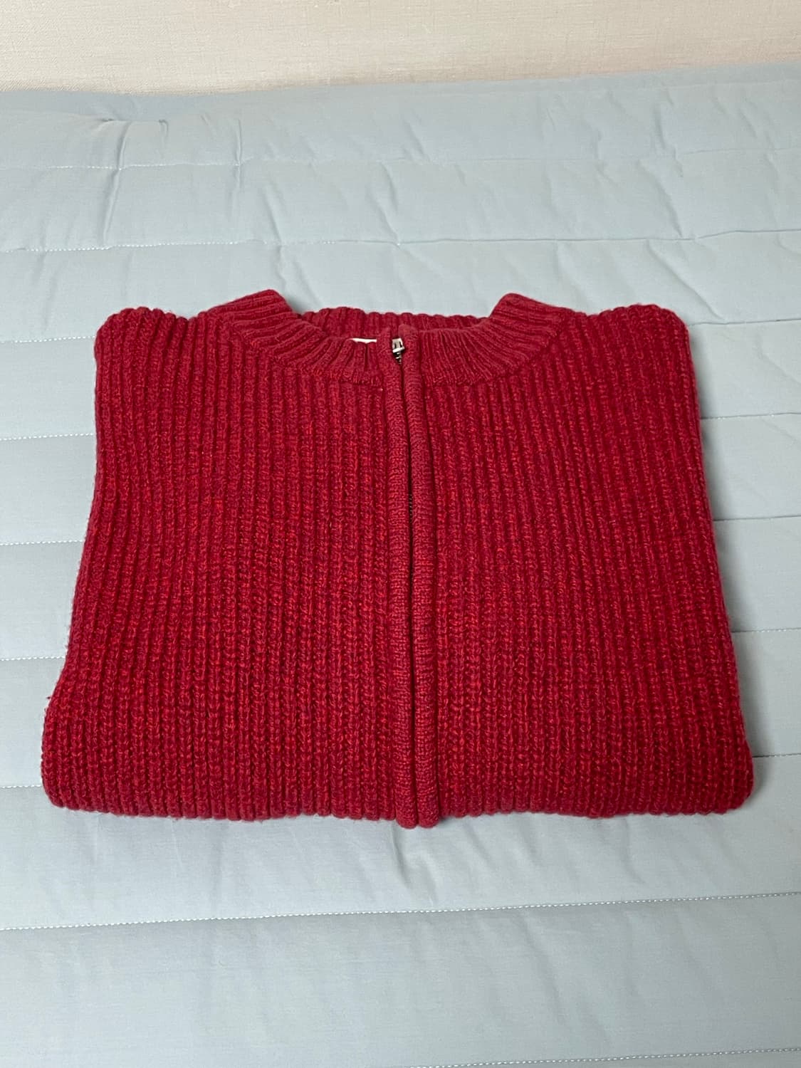 웨이비니스 타임리스 풀집업 니트 2사 레드 상품이미지6