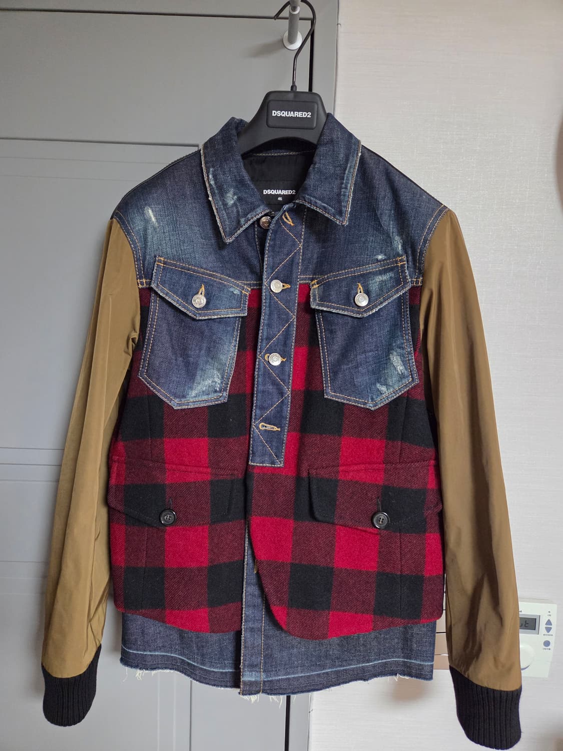 디스퀘어드2 데님 울체크 믹스 자켓 상품이미지1