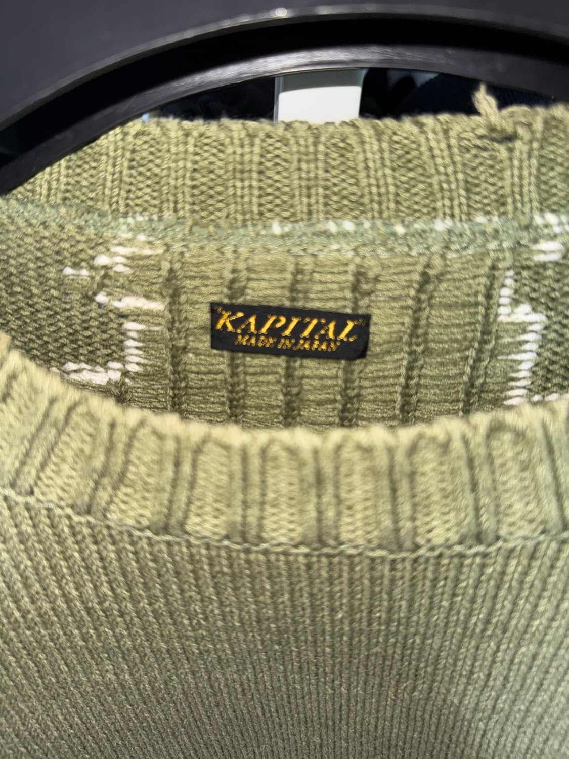 캐피탈 5G 코튼 본 크루넥 스웨터 카키 상품이미지3