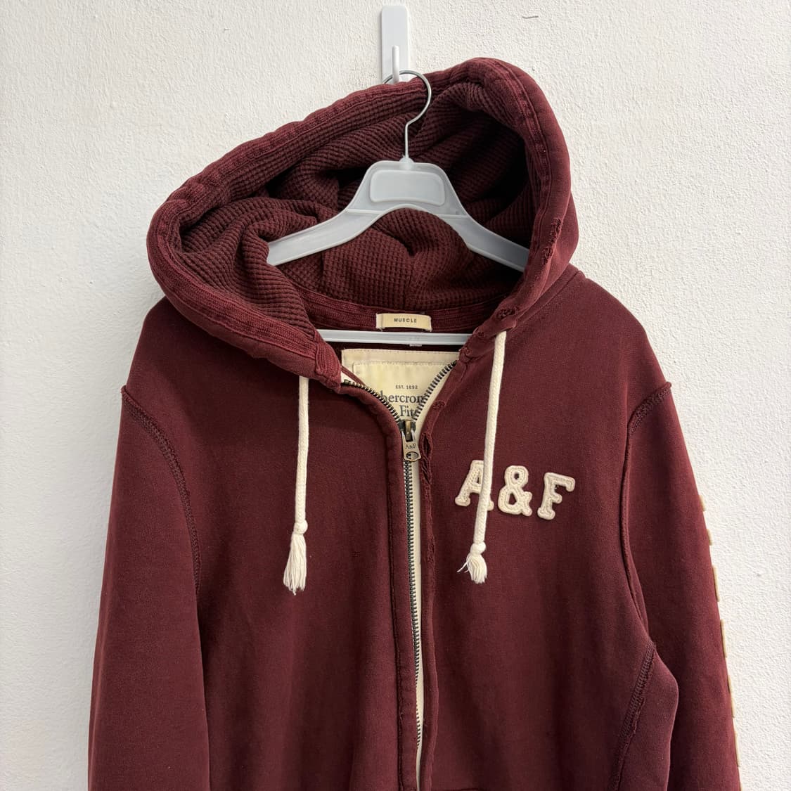 Y2k 아베크롬비 버건디 후드집업(L) 상품이미지4
