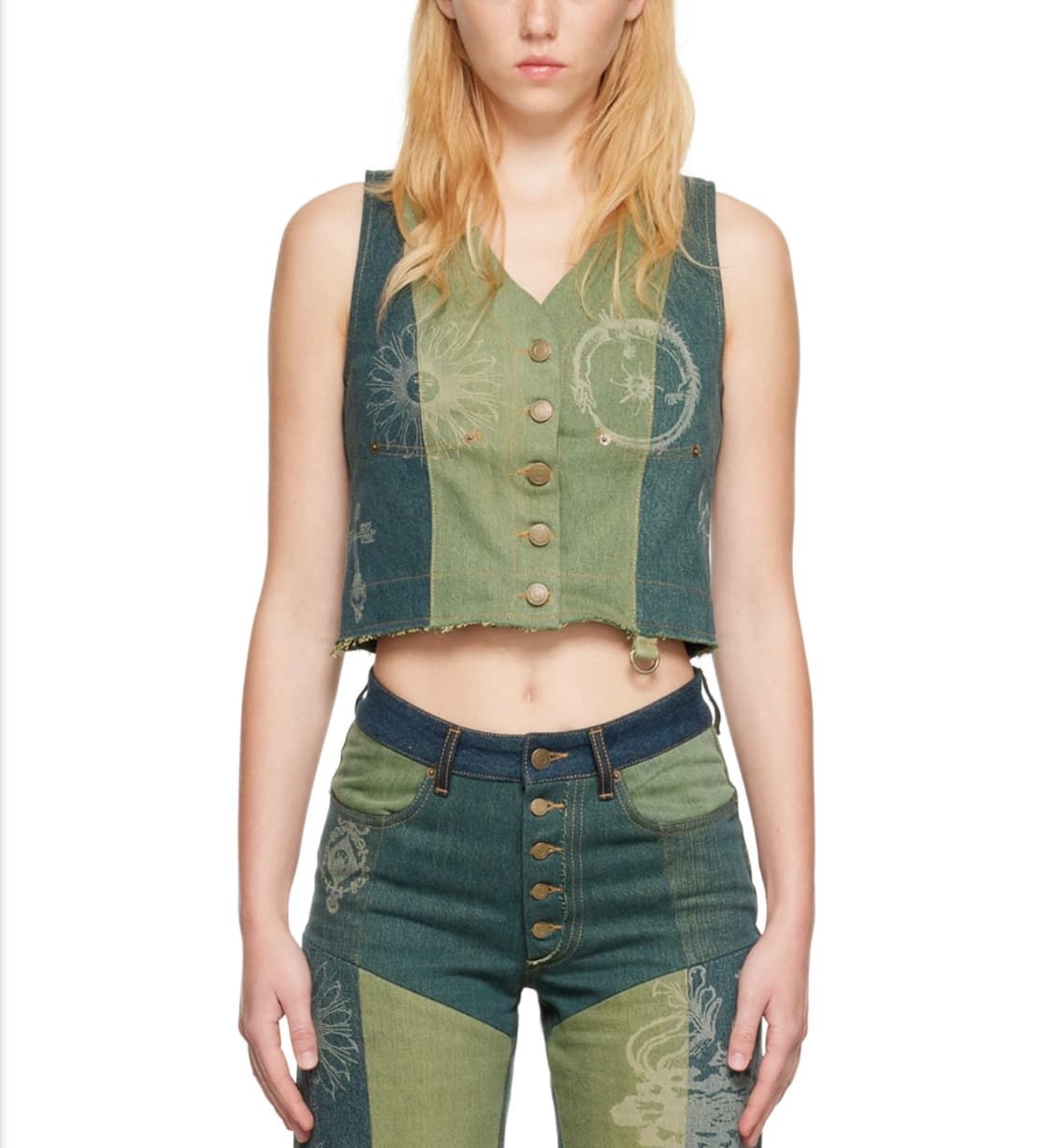 마린세르 그린 페트리코르 데님 베스트 조끼 S 상품이미지4