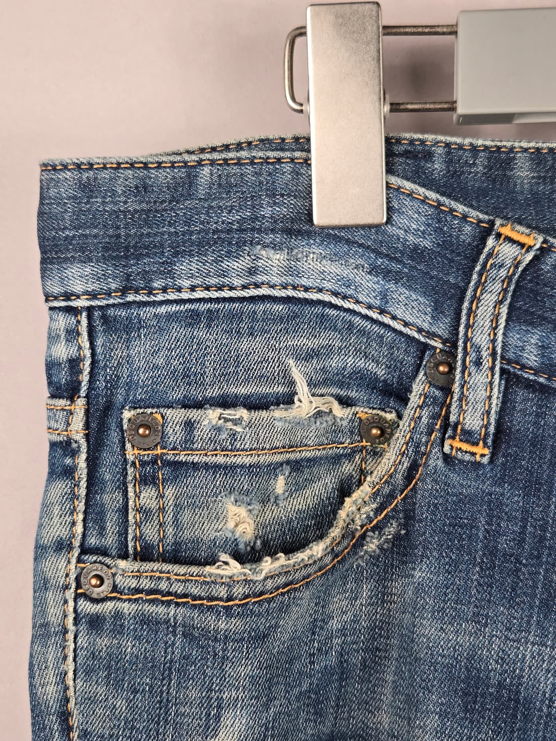 [무료배송]디스퀘어드2 남성 46 스판 레더탭 덧댐 워싱진 청바지 정품 상품이미지6