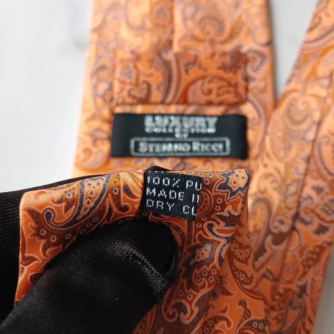 스테파노 리치 오렌지 페이즐리 넥타이 8.5cm S~A+등급 E827 상품이미지8