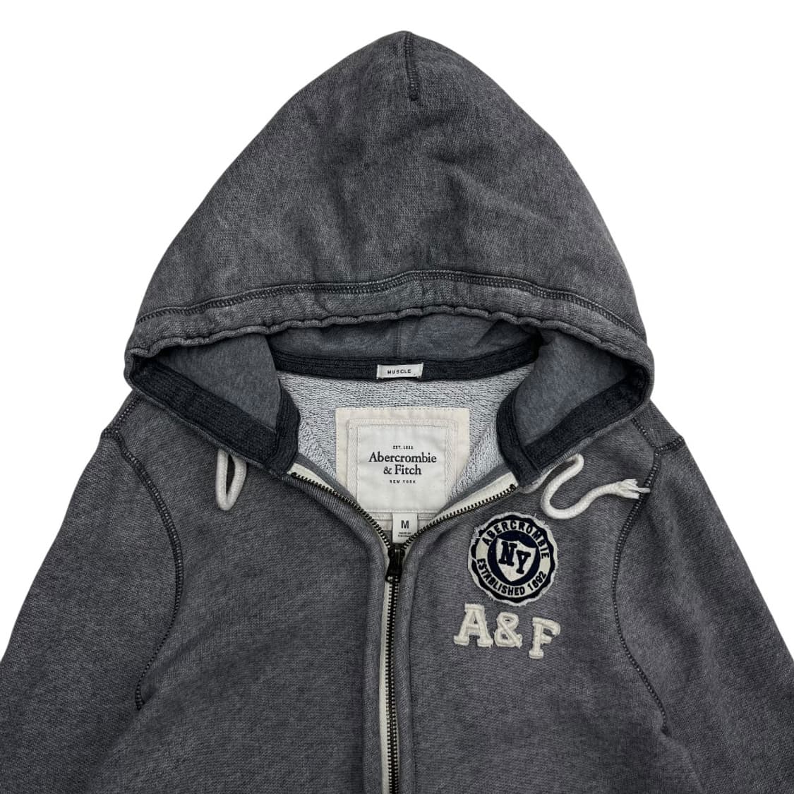 아베크롬비 패치로고 그레이 후드집업 M 상품이미지3