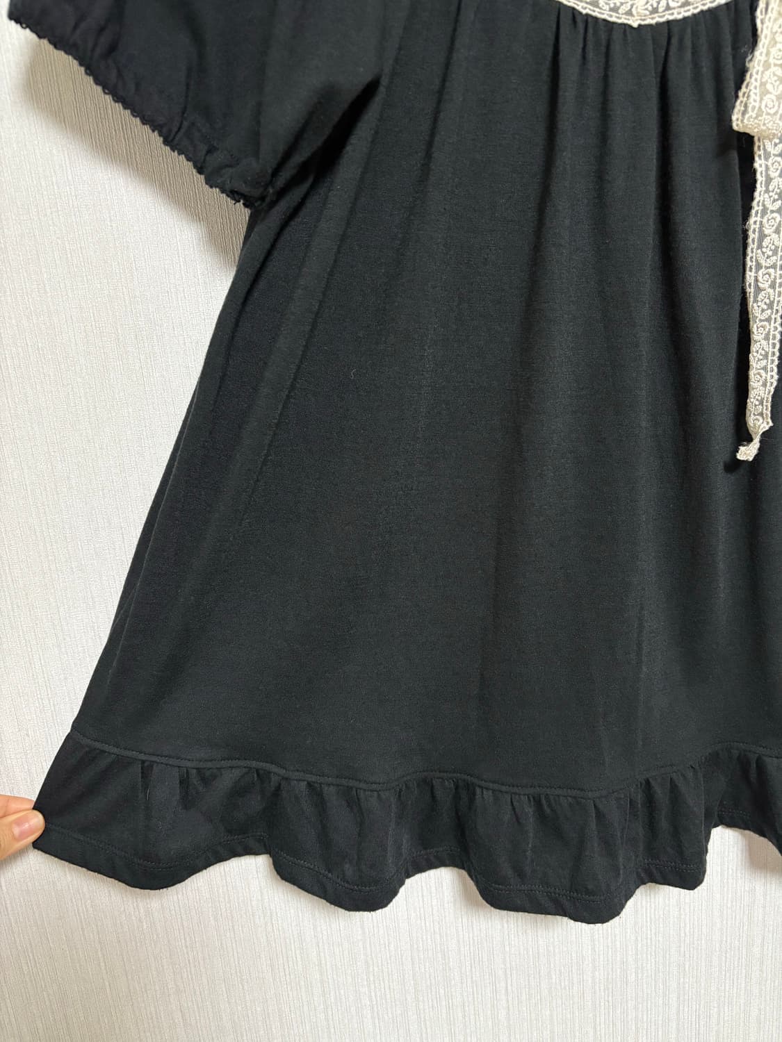 블랙 레이스 리본 블라우스 상품이미지8