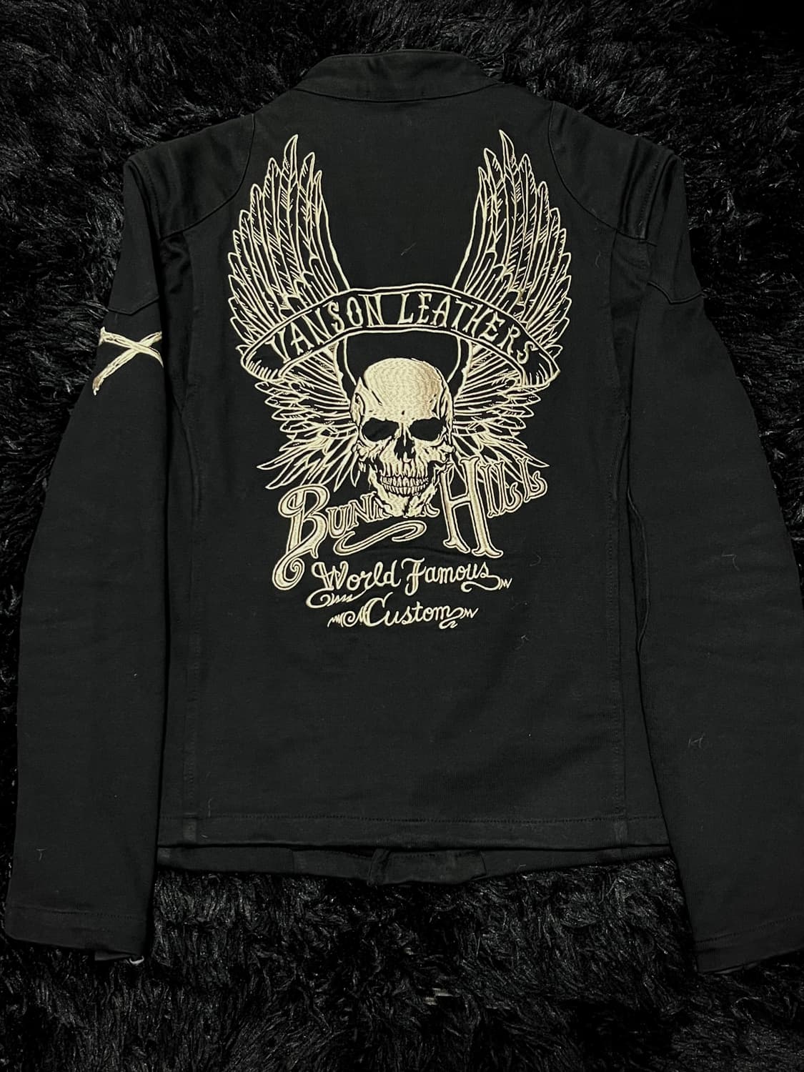 vanson 투웨이 지퍼 스컬 자수 라이더 자켓 상품이미지3