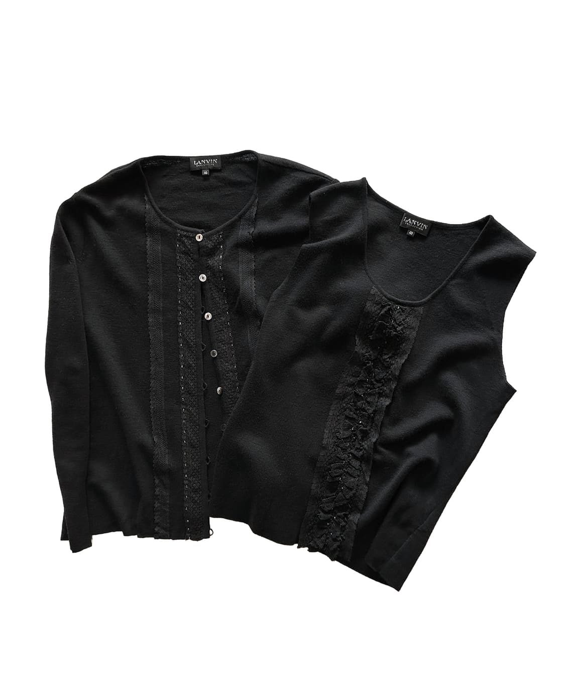 LANVIN lace knit cardigan sleeveless set 상품이미지8