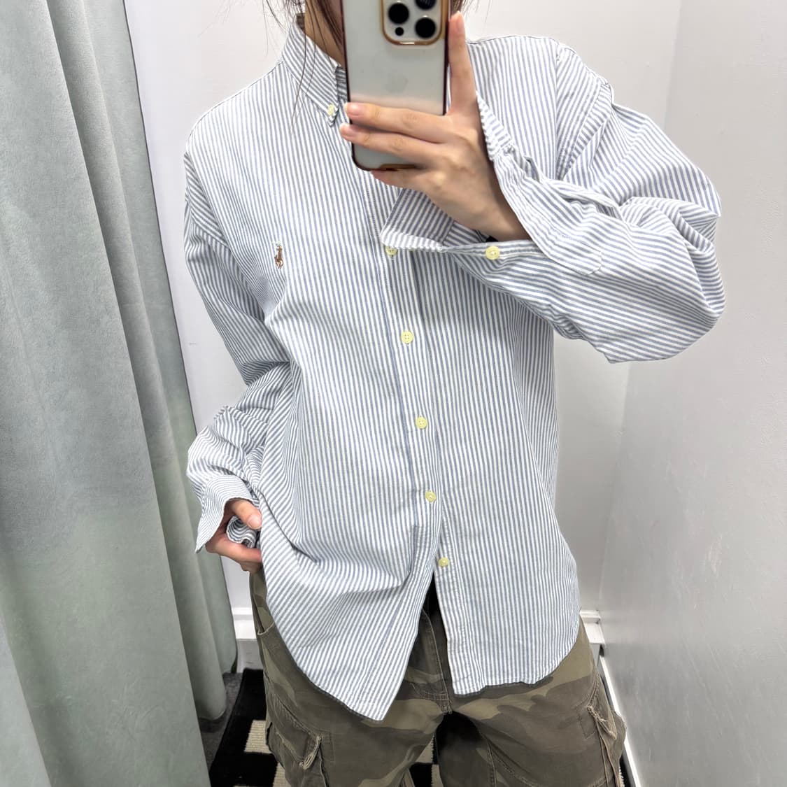랄프로렌 블루 스트라이프 코튼 셔츠 상품이미지1