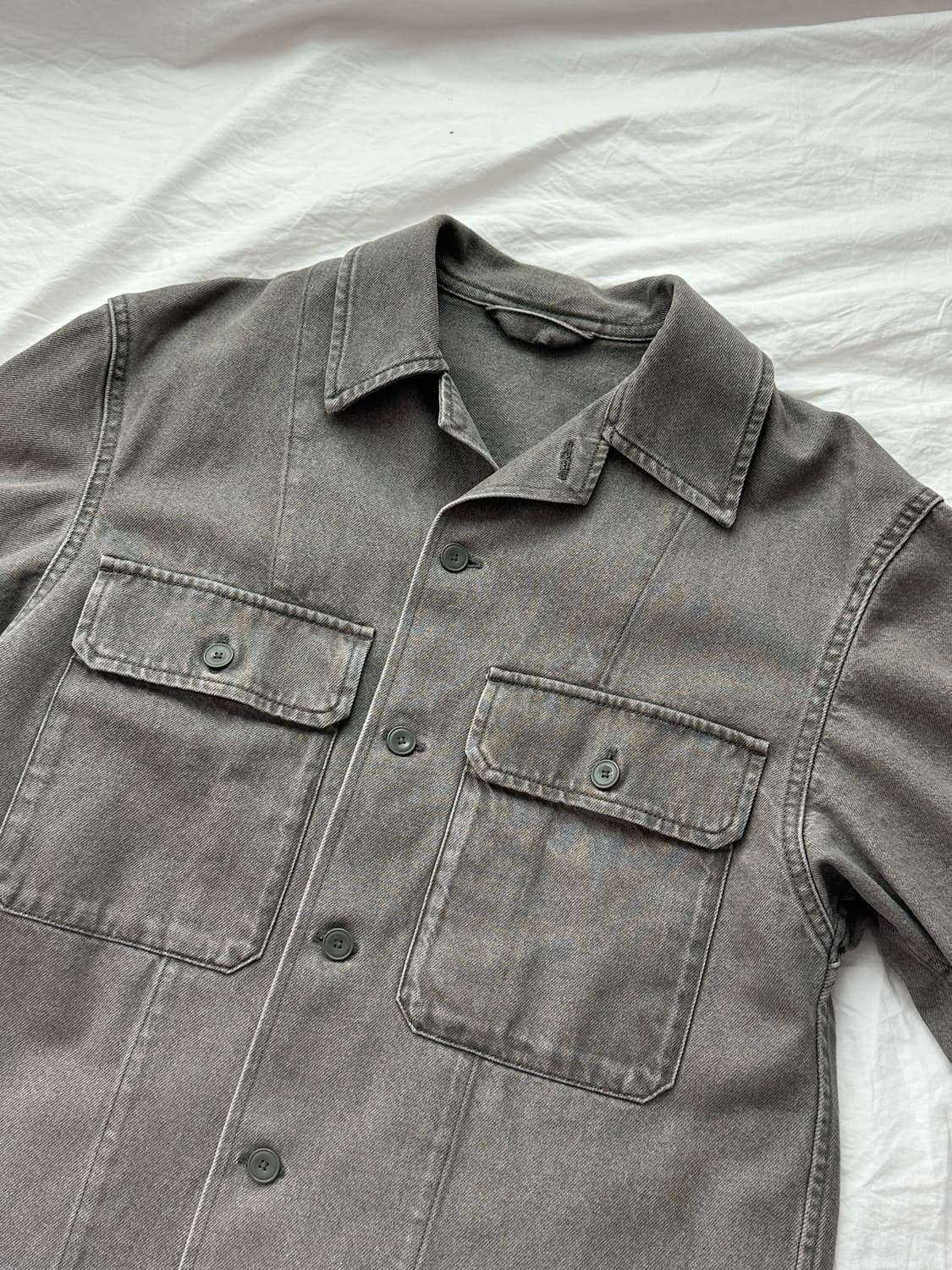 유니클로 U 데님 셔츠 자켓 그레이 M 상품이미지2