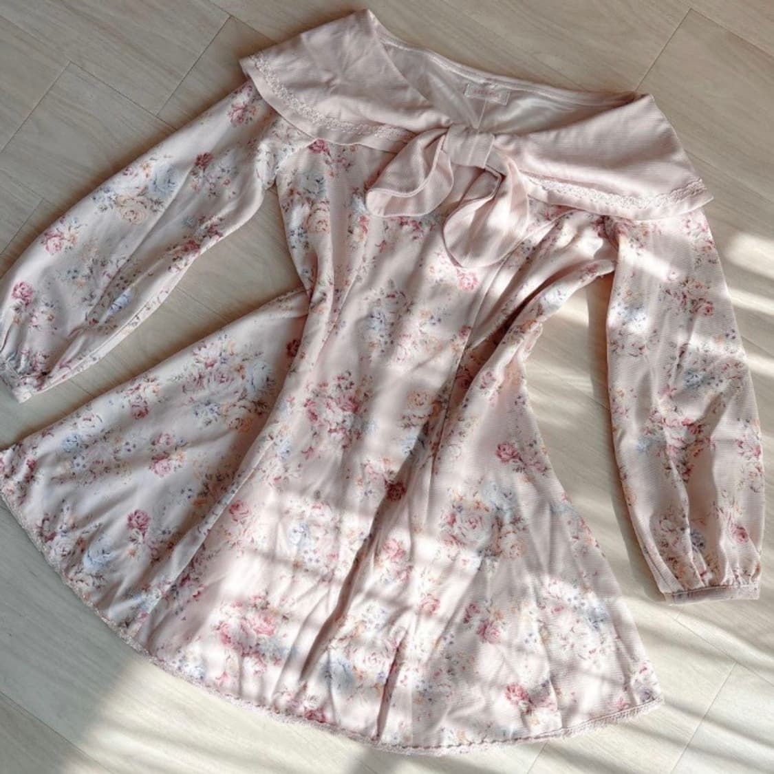 리즈리사 핑크 리본 플라워 대장 원피스 러블리 히메갸루 라떼갸루 상품이미지1