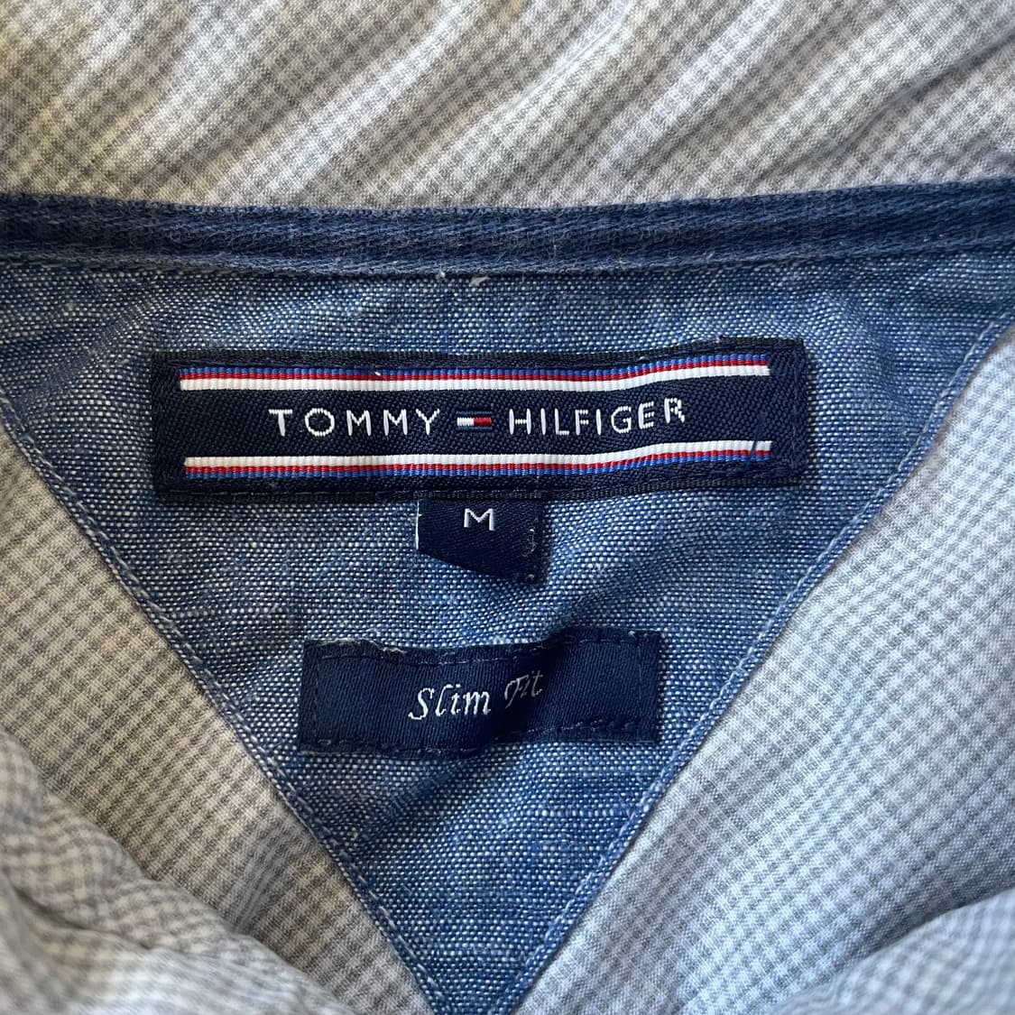 타미힐피거 윈도우 체크 그레이 슬림핏 반팔 셔츠 M 상품이미지5