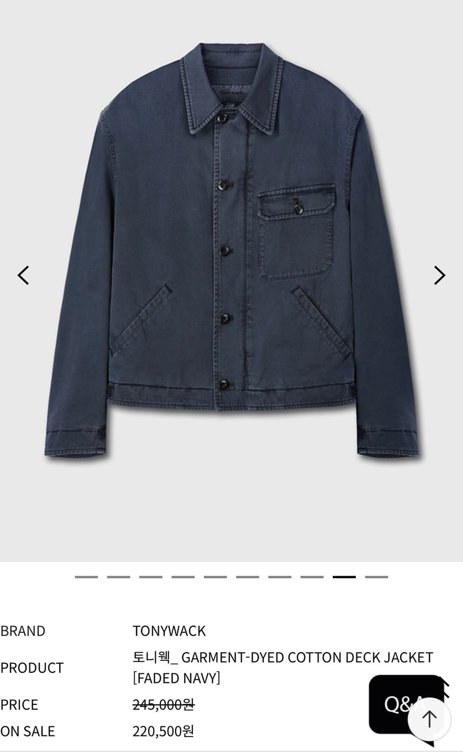 토니웩 DYED COTTON DECK JACKET_ NAVY 상품이미지1