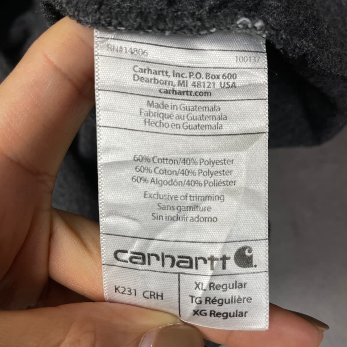 CARHARTT 칼하트 K231 차콜 레터링 긴팔 티셔츠 A00961 상품이미지10