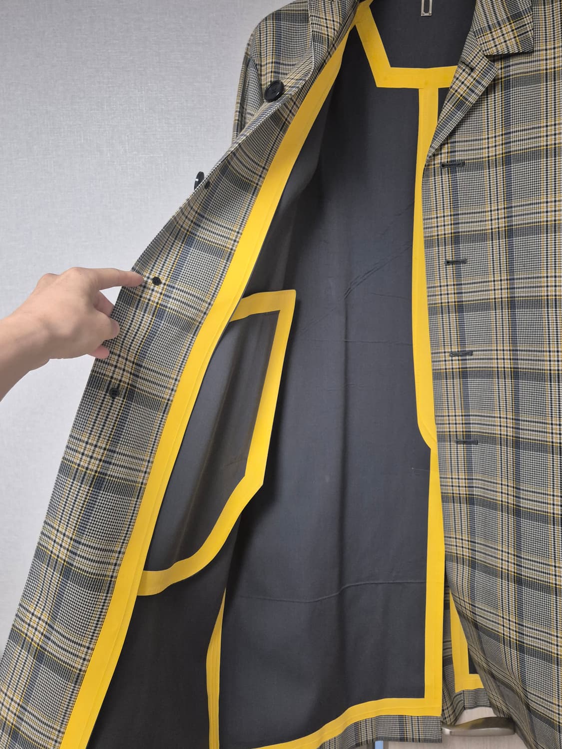 싱글 체커 심실링 코트 상품이미지5