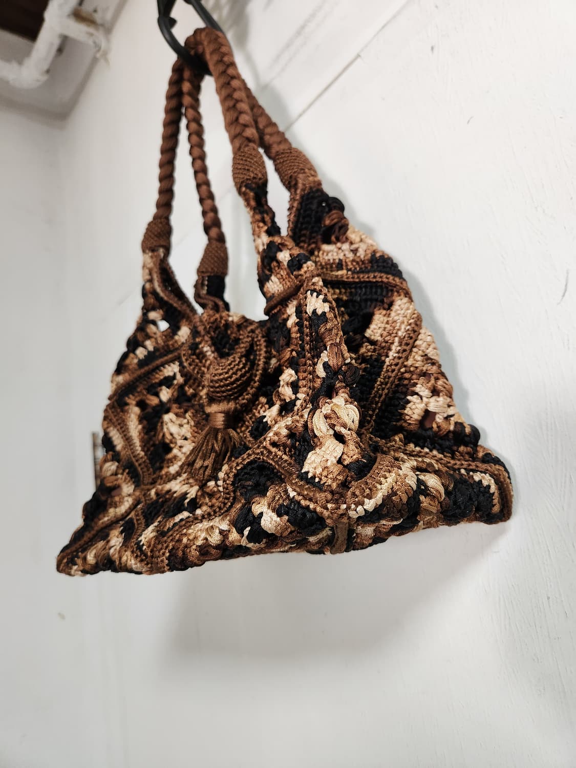 핸드메이드 뜨개 가방 브라운 토트백 상품이미지2