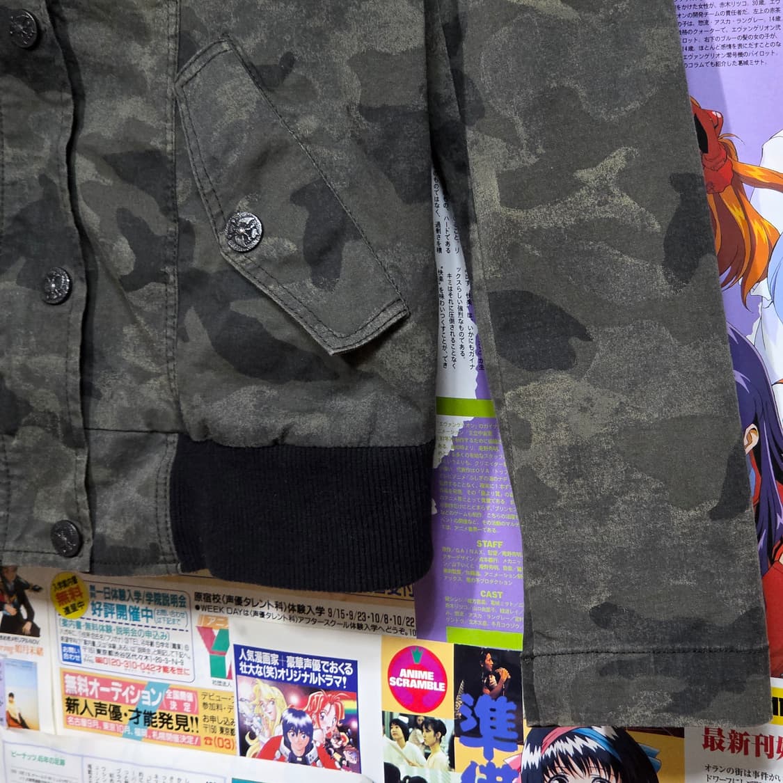 빈티지 밀리터리 카모 코튼 하이넥 블루종 집업 상품이미지4