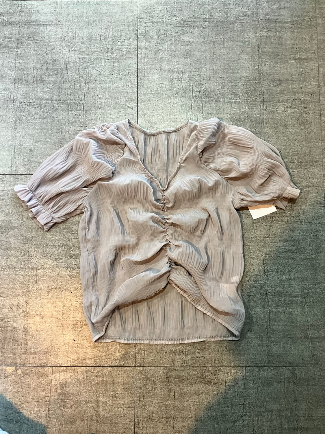 일본빈티지 하구미모리걸 달천깔페어리 곱창린넨 셔링반팔티셔츠 상품이미지1