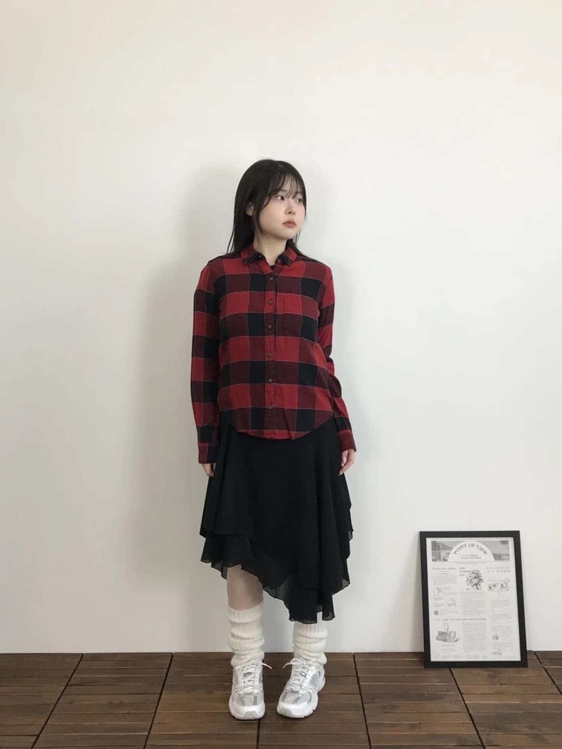Abercrombie Red Black Plaid Shirt 상품이미지1