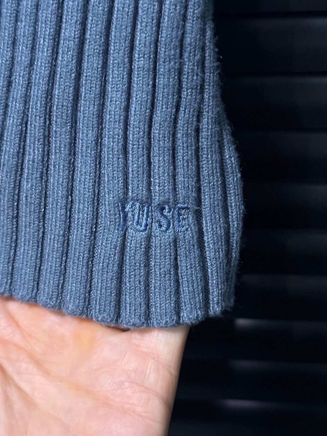 YUSE 유즈 블루 파랑색 하늘색 가디건 카디건 니트 스웨터 골지 크롭  상품이미지6