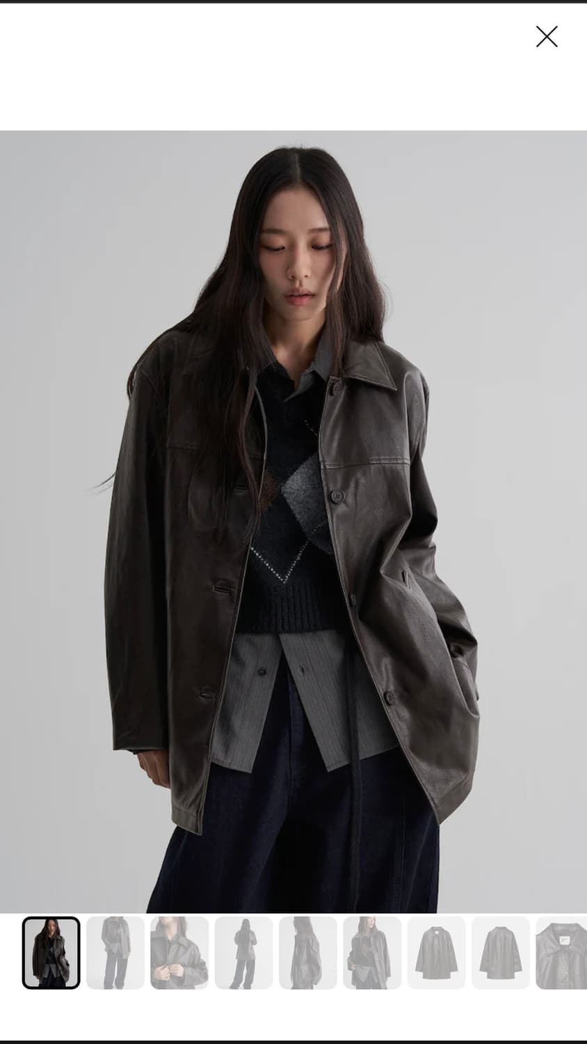 에잇세컨즈 싱글 레더 하프코트 브라운 상품이미지1