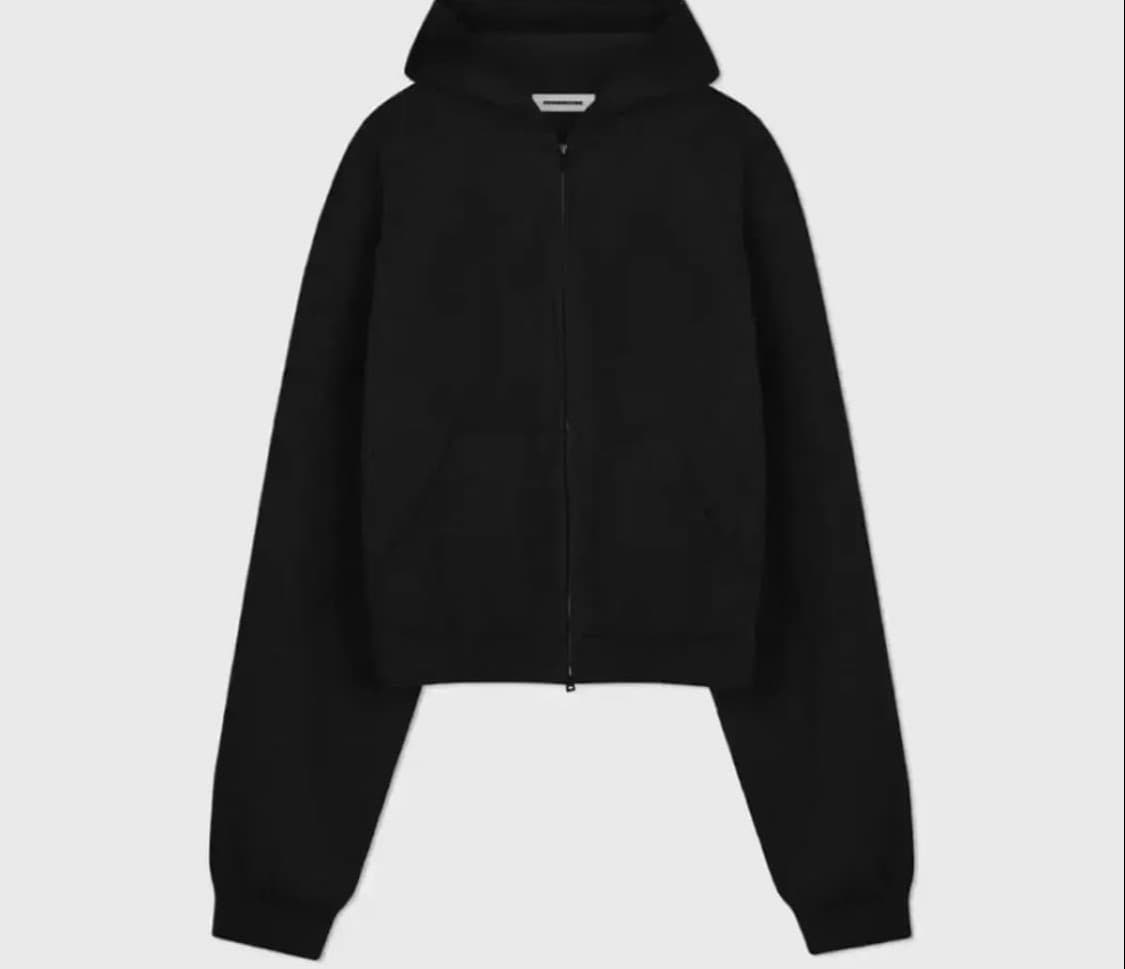 (M) 구민성 크롭 후드집업 블랙 상품이미지1