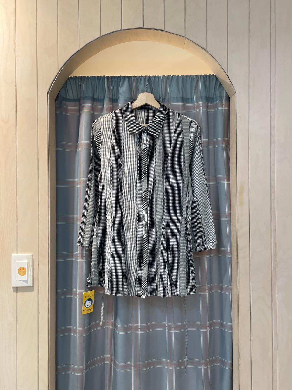 일본빈티지 모리 믹스체크셔츠 상품이미지3