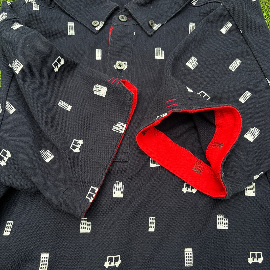 L)아디다스 패턴 PK카라 반팔 네이비 티셔츠 상품이미지6