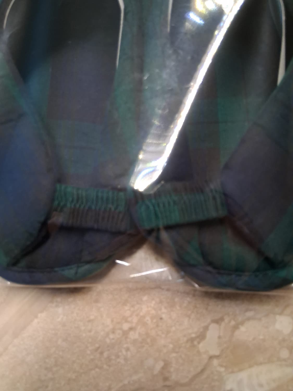 오픈토 미끄럼방지 덧신 실내화 그린체크 (새상품) 상품이미지5