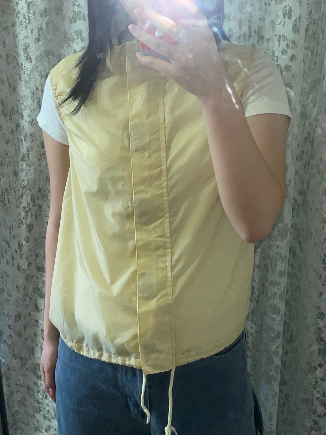 빈티지 Yellow 나일론 조끼 상품이미지3