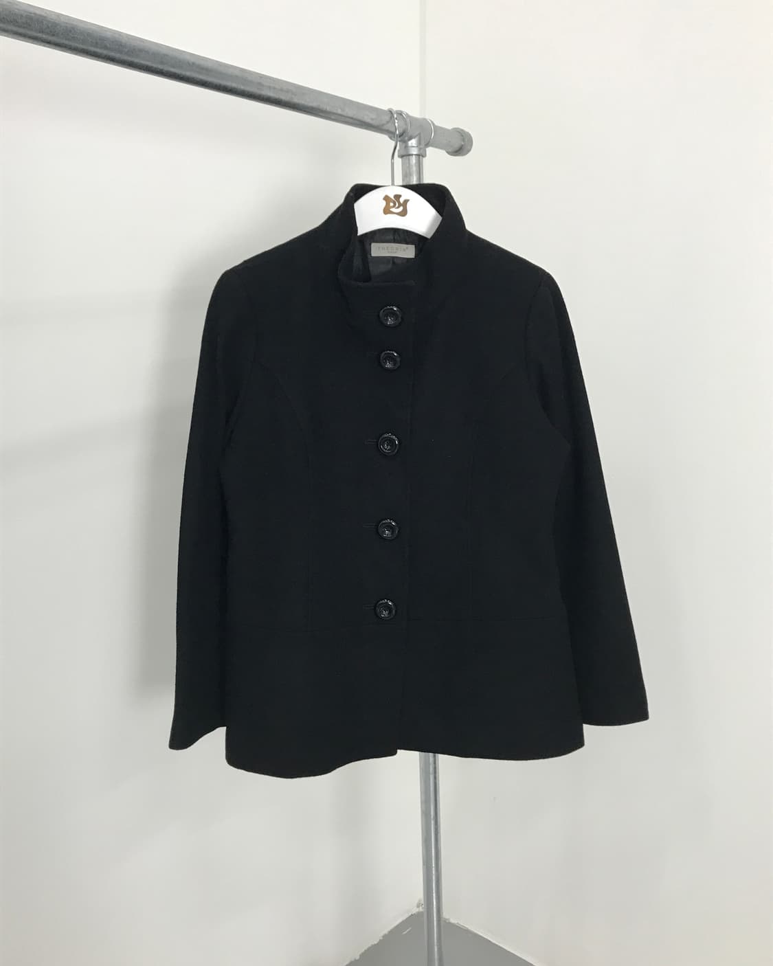 Theoria Black Stand Collar Wool Coat 상품이미지4