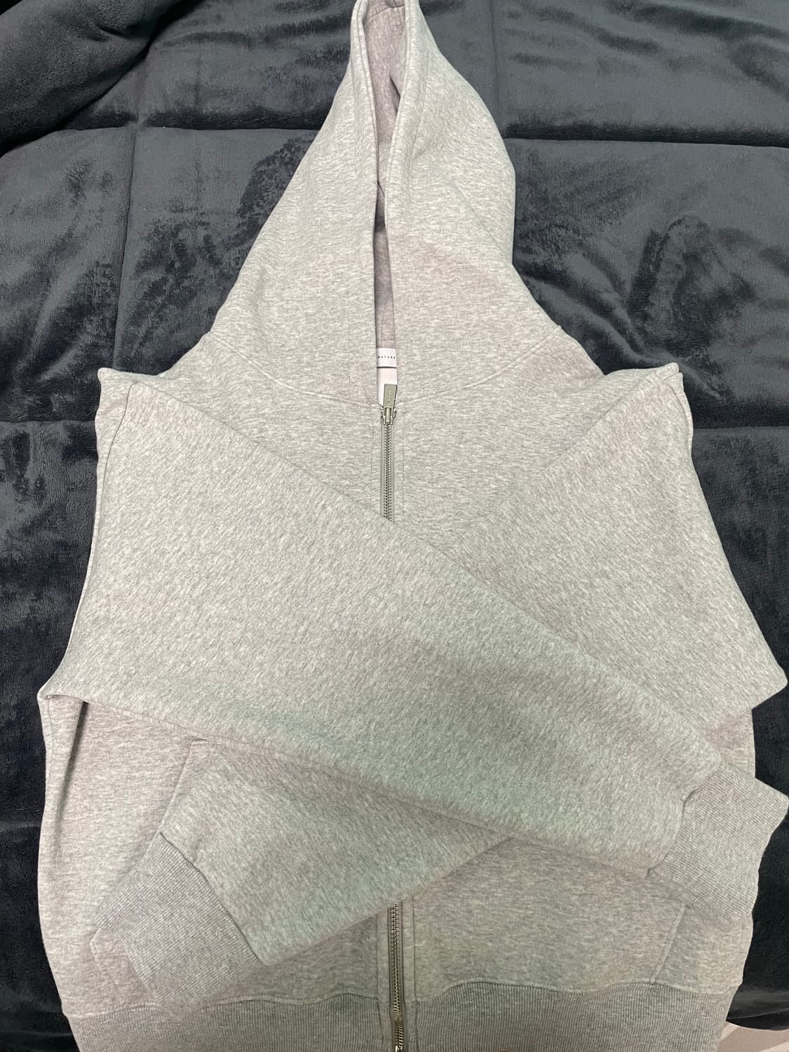 시그니처 투웨이 크롭 후드집업 그레이 상품이미지1