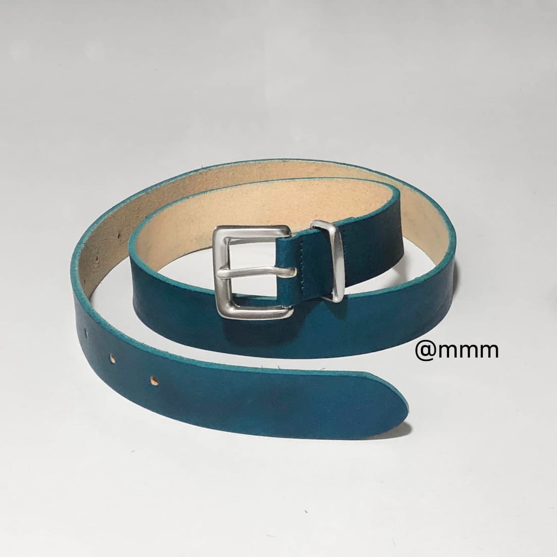 [Unisex] 실버링 가죽 벨트 블루 상품이미지10