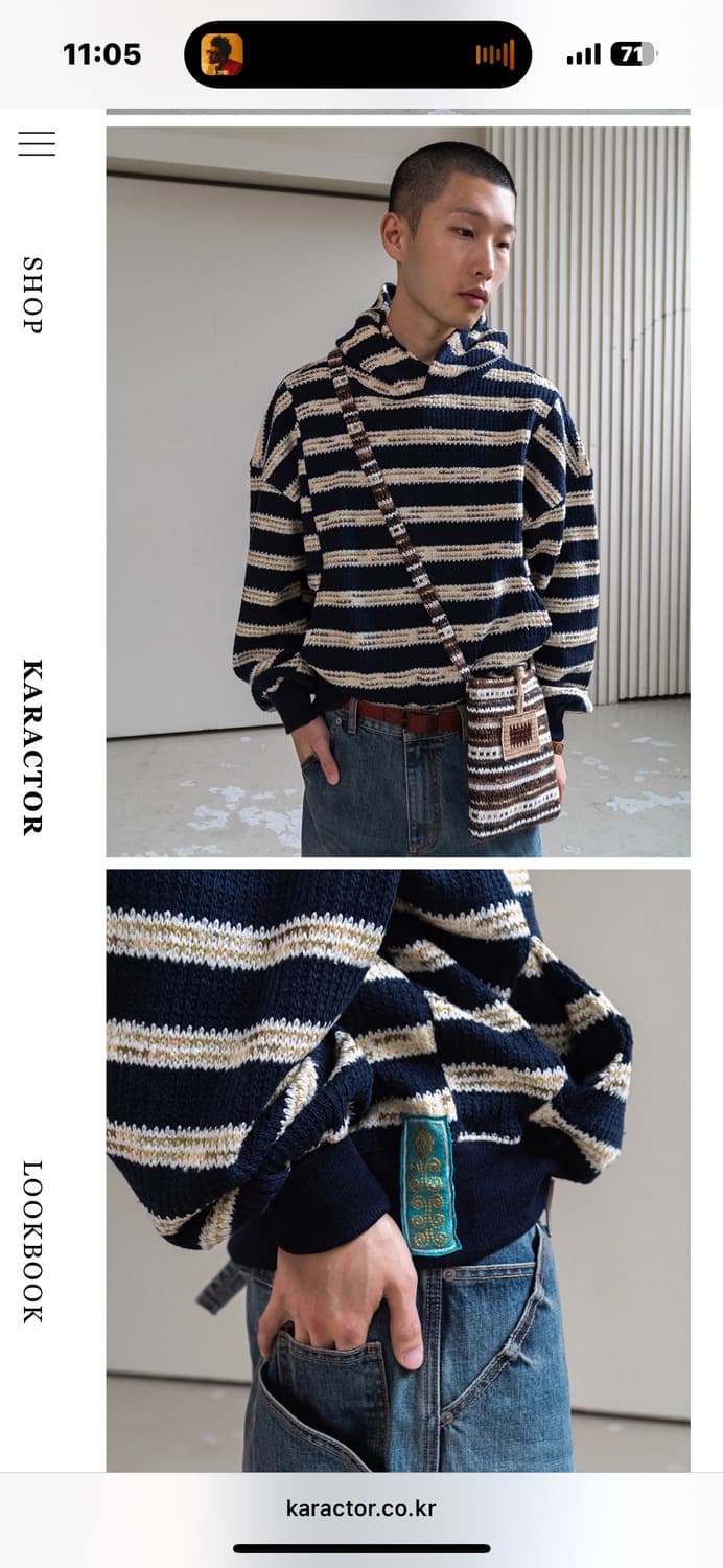 [00] 카락터 Multi Striped Knit Hoodie/Navy 상품이미지6