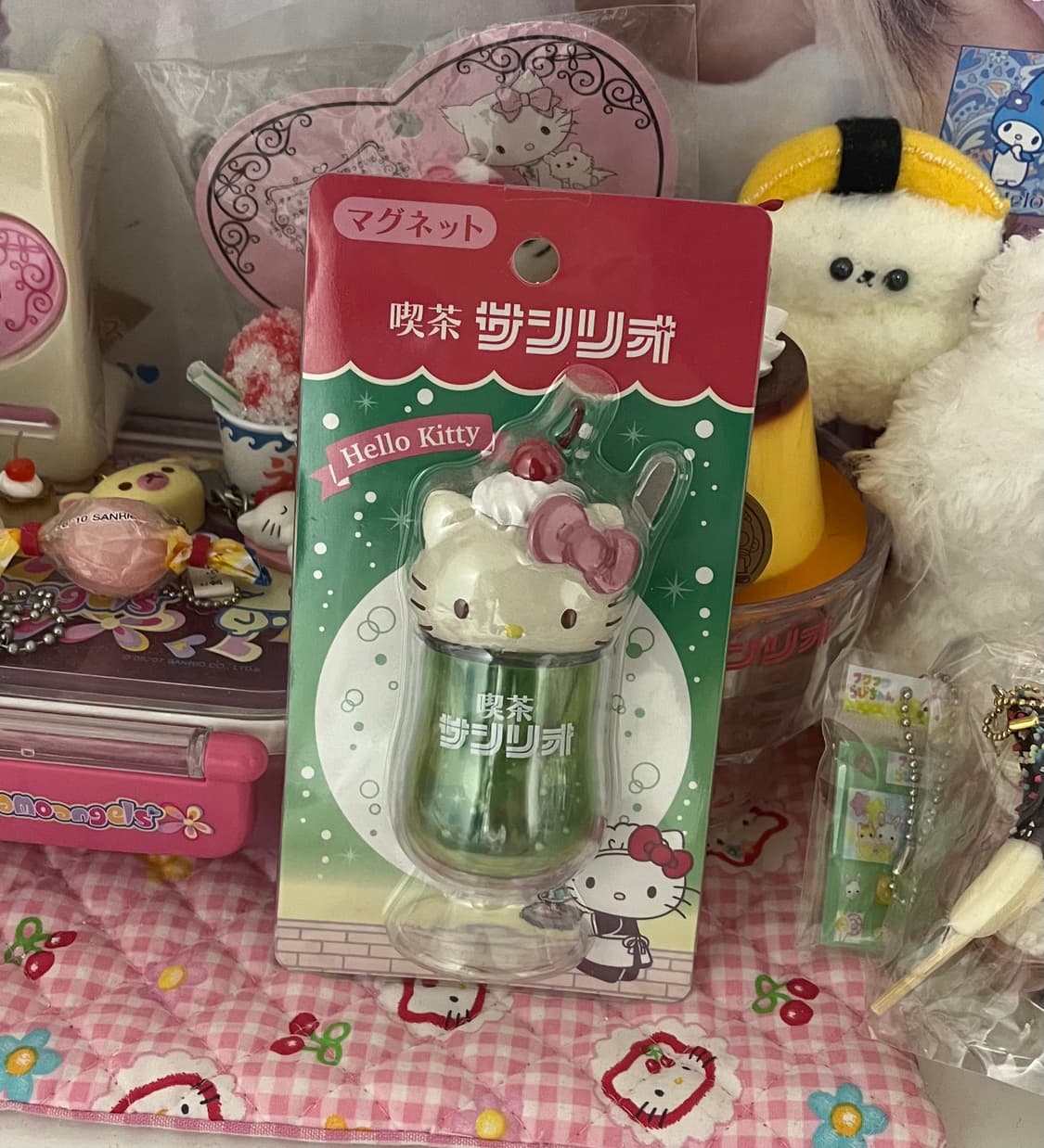 메론소다 산리오 킷사 카페 디저트 크림소다 키티 마그넷 피규어 상품이미지1