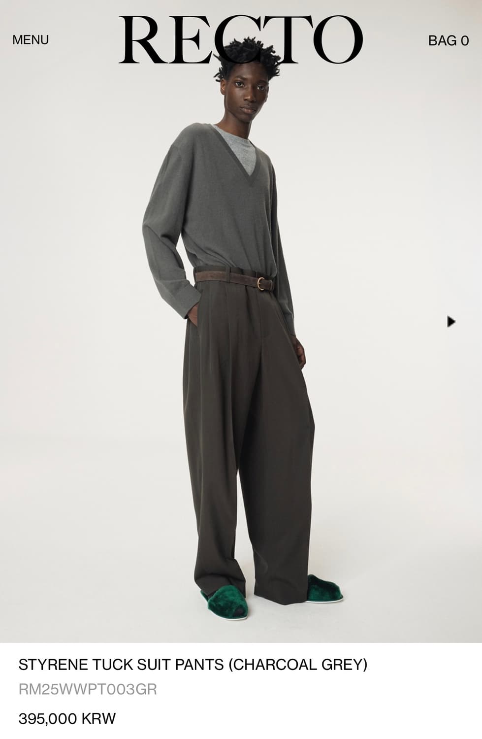 렉토 25fw 스티렌 styrene 턱 수트 팬츠 s size 상품이미지4