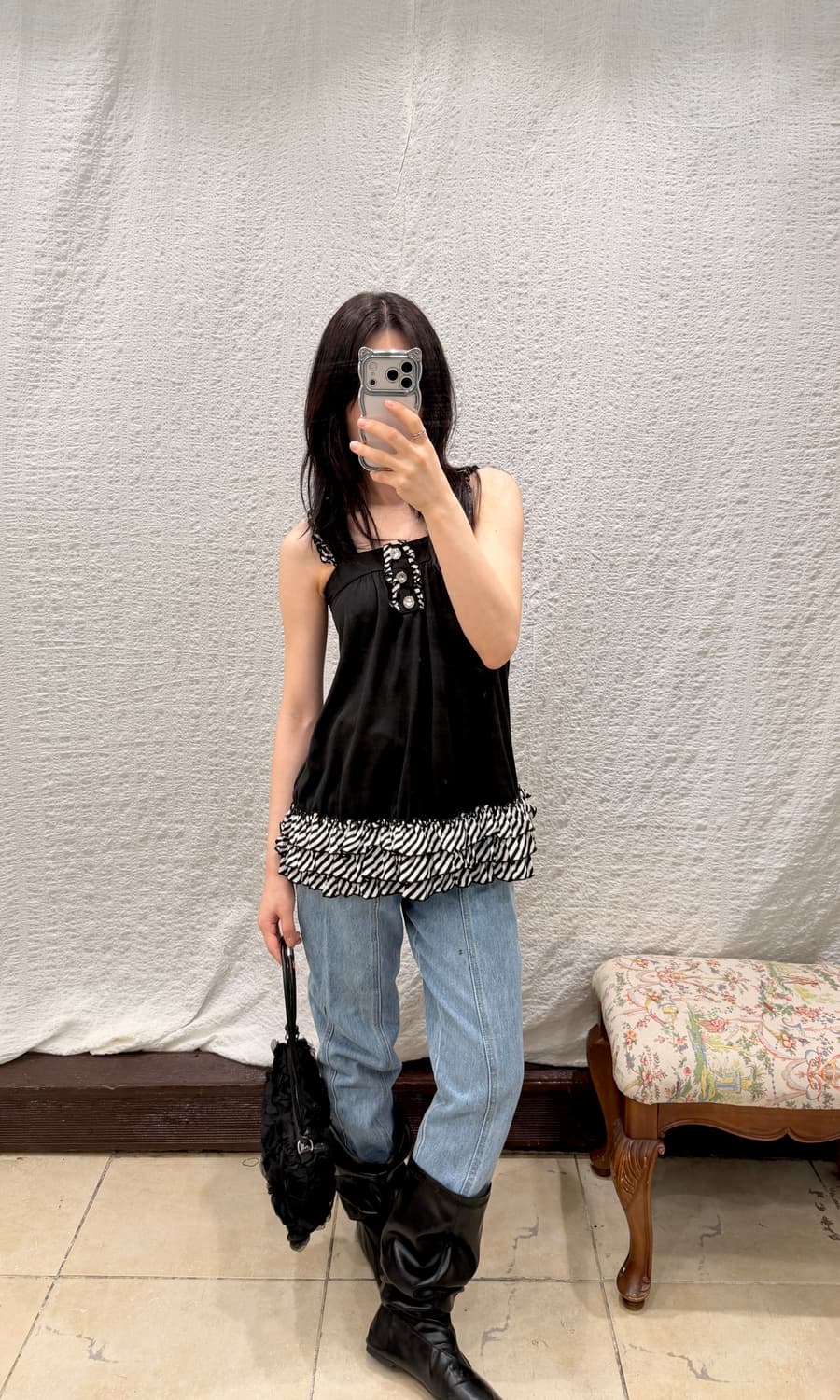 Black&white frill sleeveless 상품이미지2