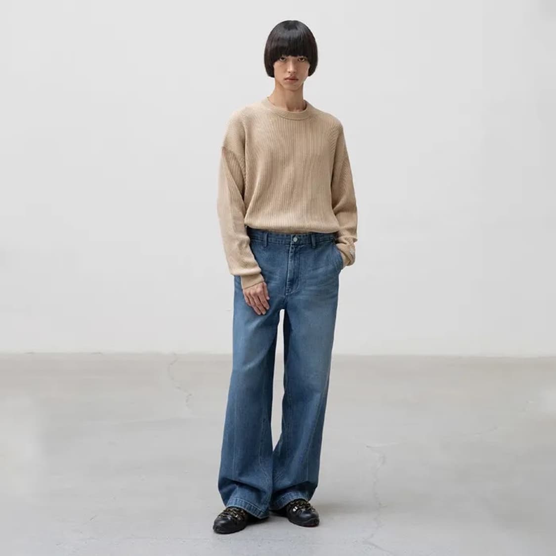 어나더오피스 하프밴딩 데님팬츠 인디고 03사이즈 (34) 상품이미지1