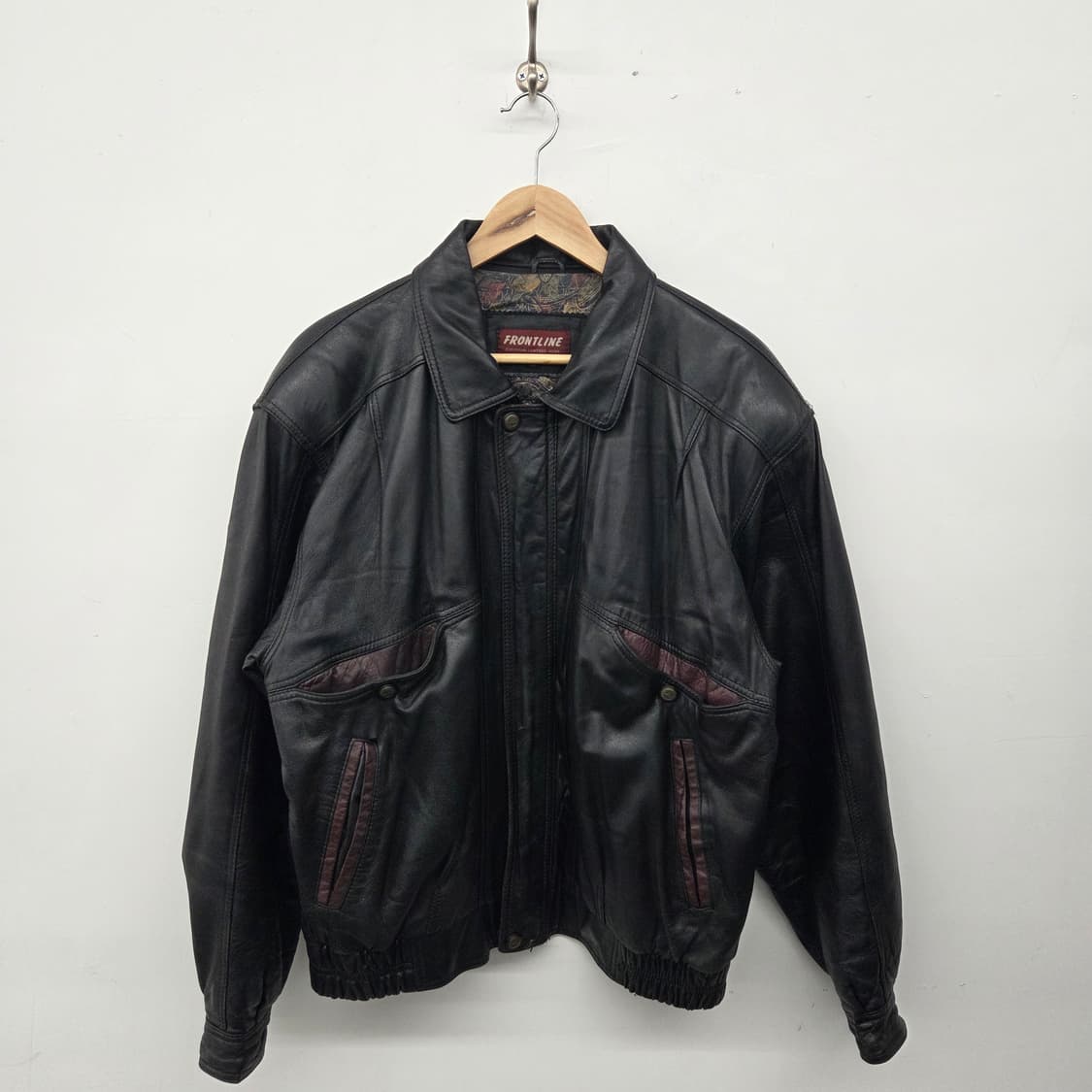FRONTLINE 양가죽 자켓 블랙 봄버 남성 XL 상품이미지1