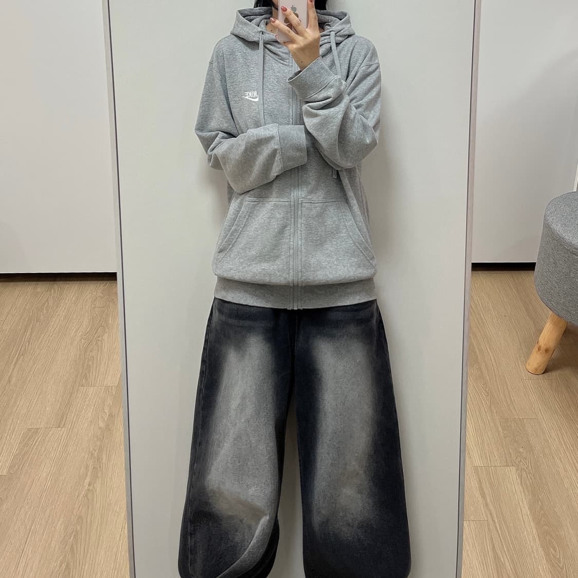나이키 자수로고 그레이 후드집업 105 상품이미지1