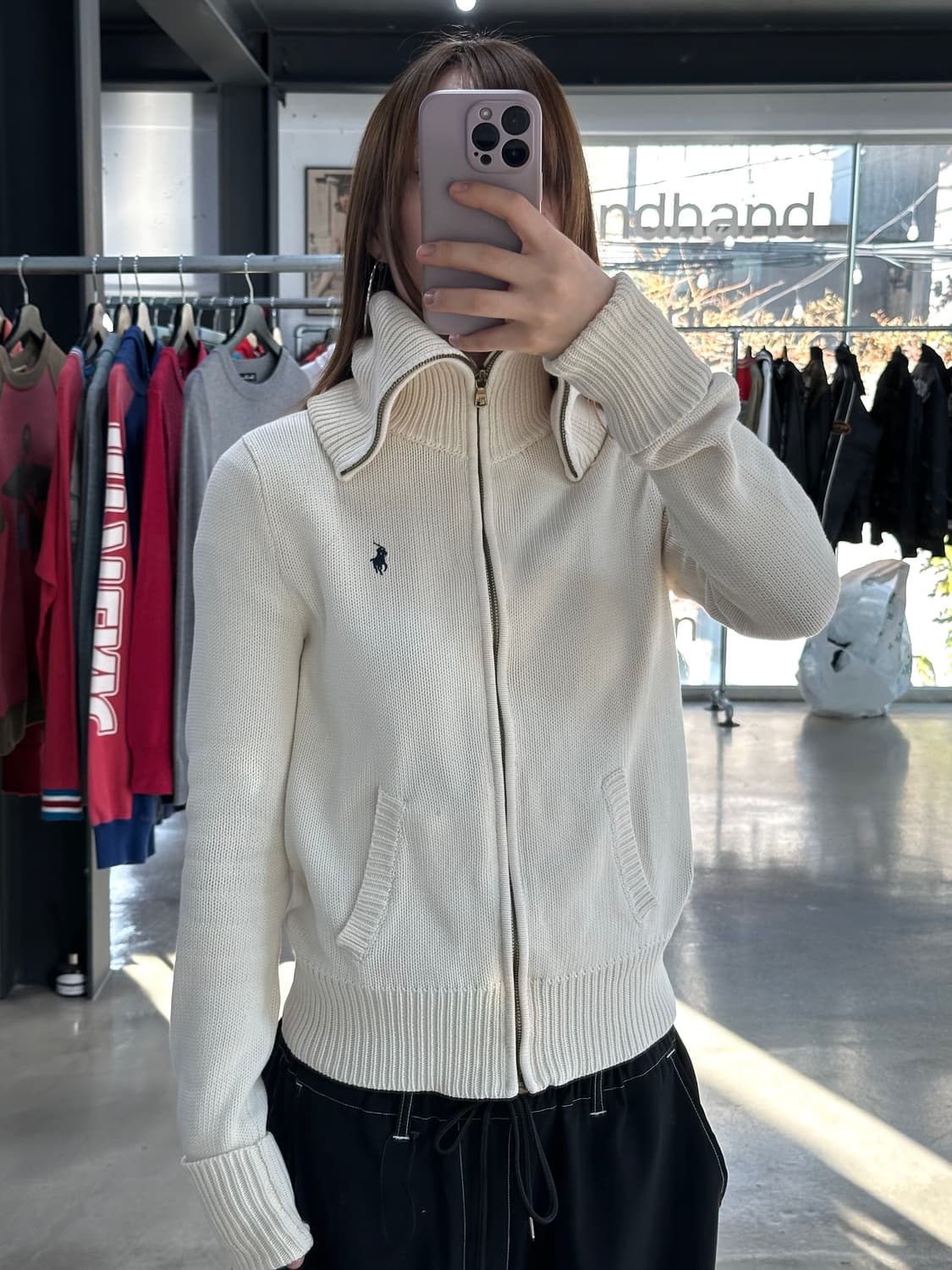 폴로랄프로렌 하이넥 니트집업 크림베이지 상품이미지4