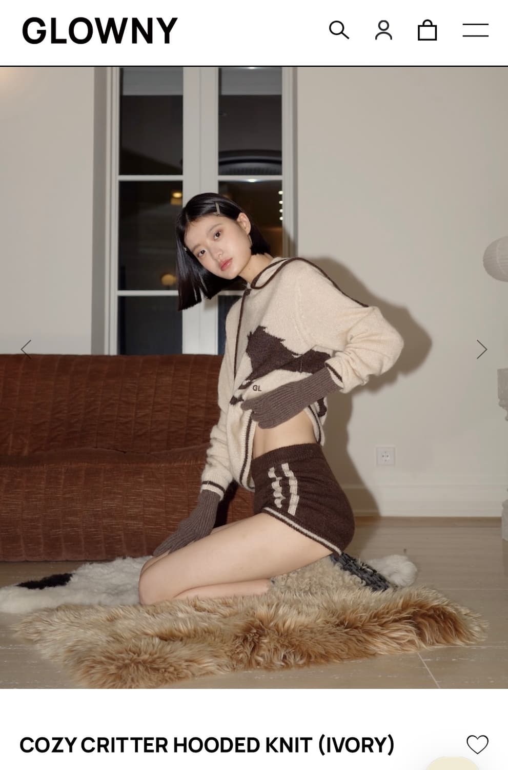 글로니 COZY CRITTER HOODED KNIT/ IVORY / S 상품이미지4