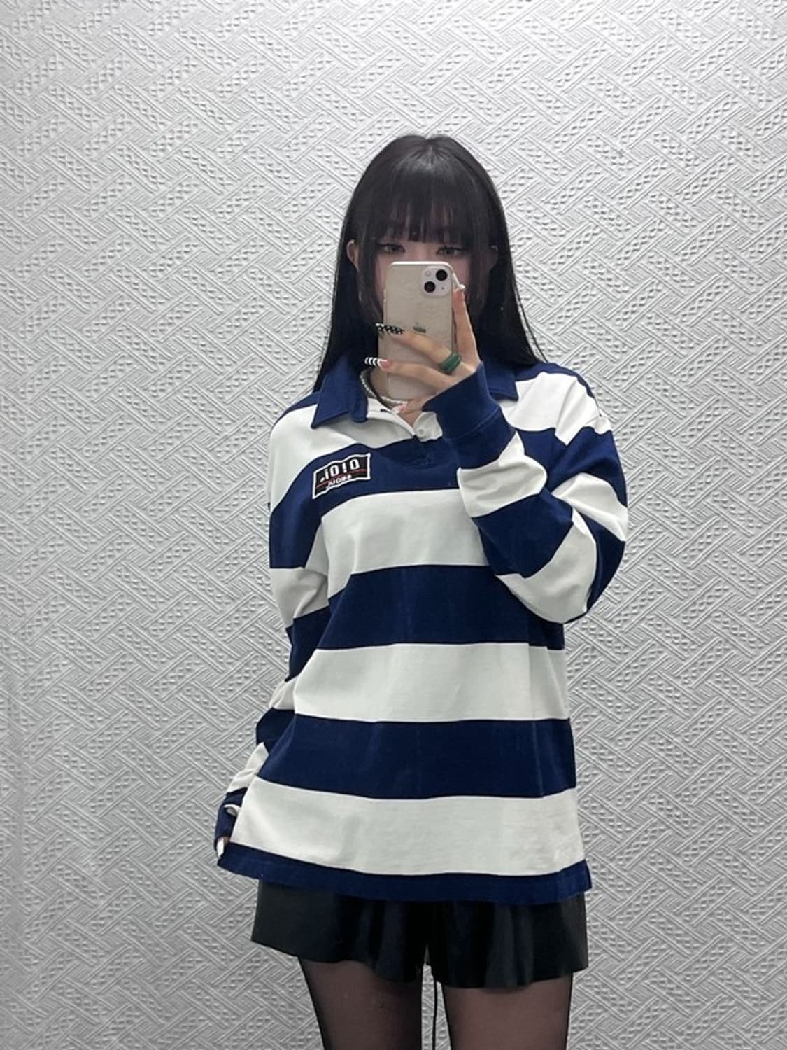 오아이오아이 레트로 00's 스트라이프 카라 롱슬리브 F C10272 상품이미지2