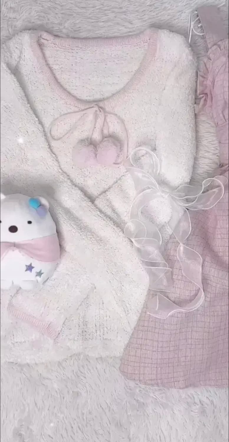 히메갸루 폼폼이 핑크 니트 달천 stc 빈티지 우사미미 빈티지 리즈리사 상품이미지2