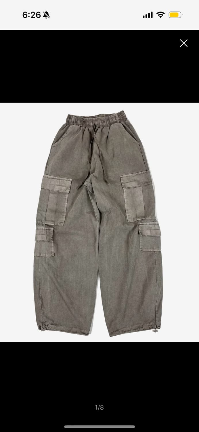 Pigment cotton cargo string wide pants 상품이미지1
