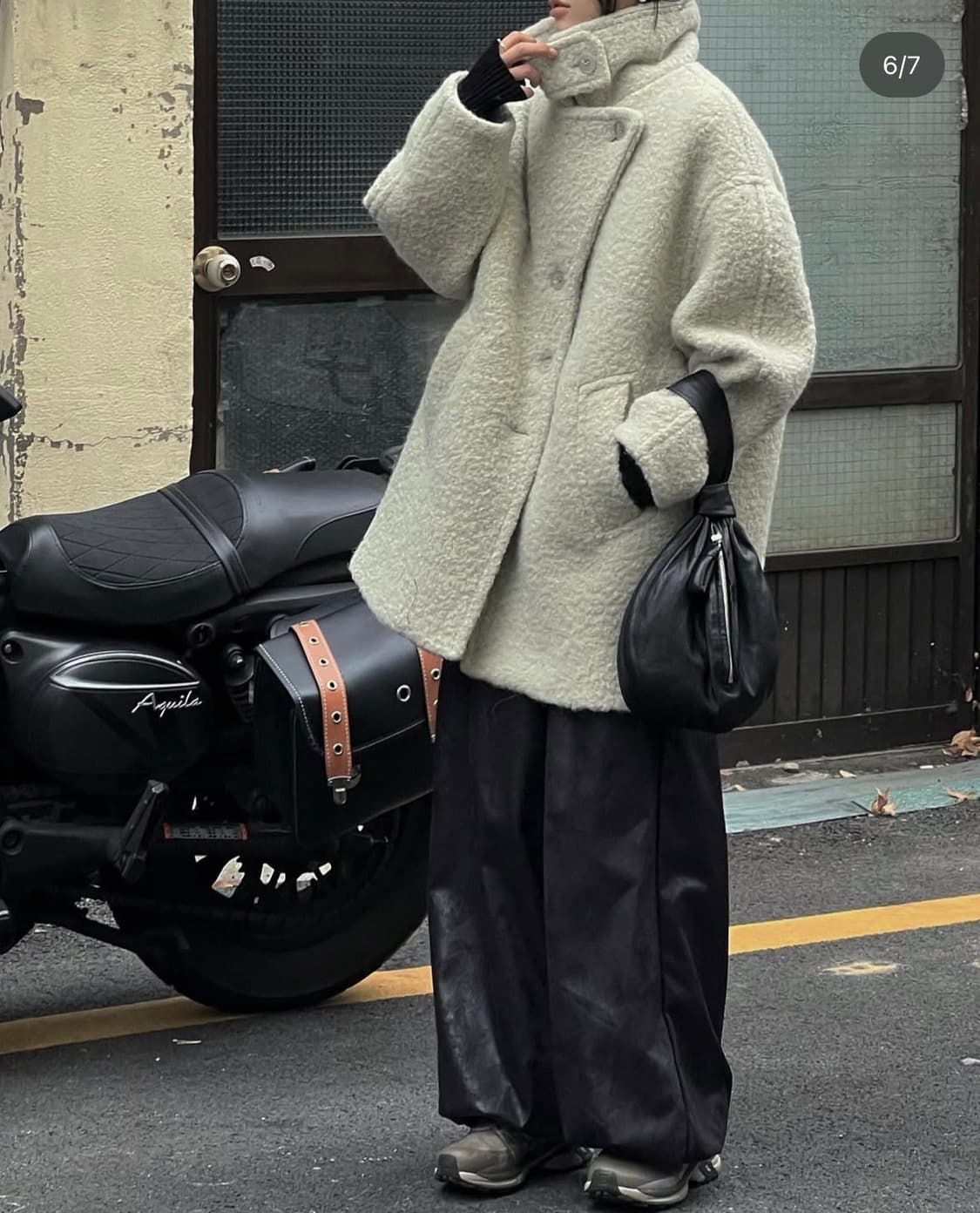 트리밍버드 알파카 피코트 블랙 판매 상품이미지4