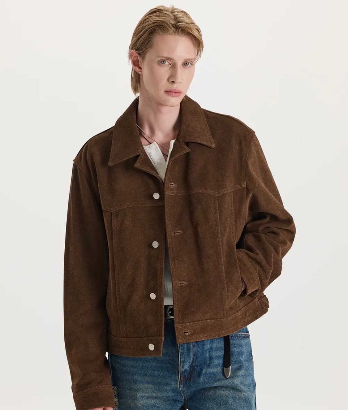 (L) 커네트킨록 카우 스웨이드 트러커 자켓 (브라운) 상품이미지1