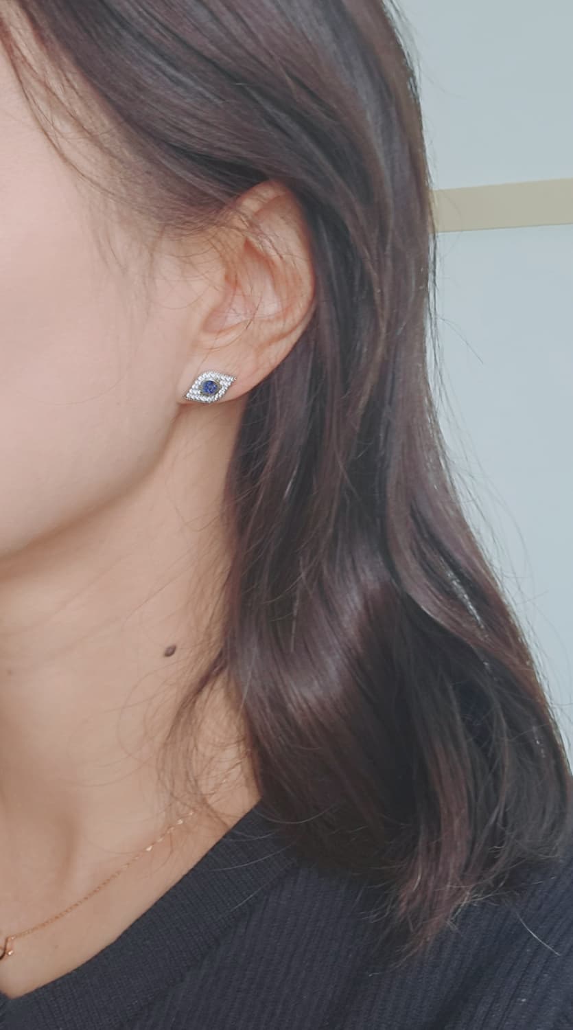 블루 이블아이 실버 925 은 귀걸이 상품이미지1