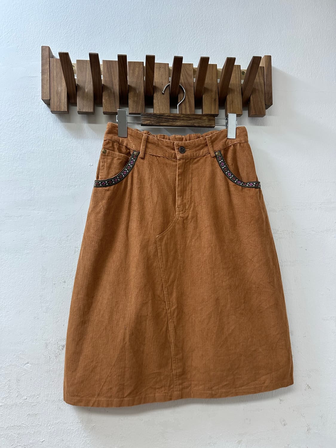 일본빈티지 자수 코듀로이 코튼 포켓 스커트 상품이미지3