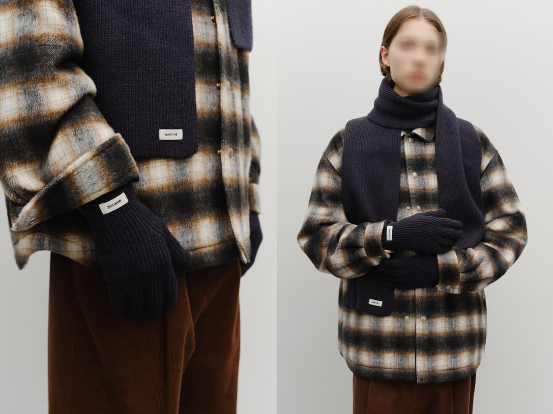 네이비 마리떼 프랑소와 저버 머플러 앤 글러브 목도리 장갑 상품이미지1